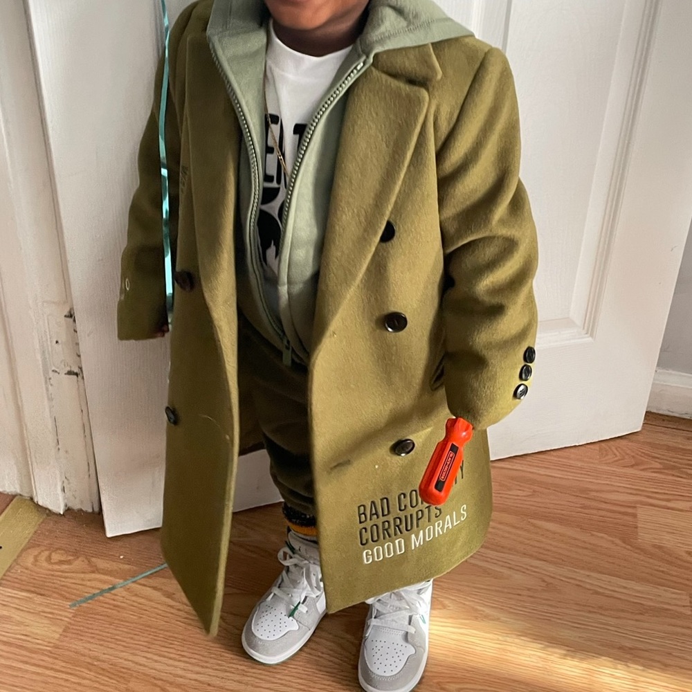 TODDLER OLIVE GREEN TRENCH COAT